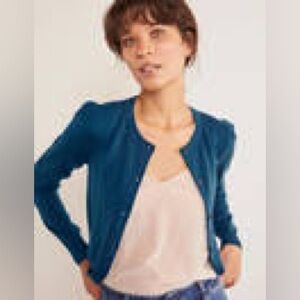 Boden Stowe 100% Merino Wool Cardigan - Washable - Rich Teal Blue Green - Sz 14